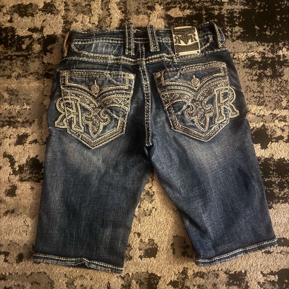 Rock Revival Dark Blue Embroidered Men's Jeans